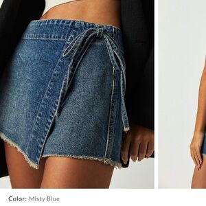 Free People denim mini skort